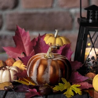 4" Metallic Autumn Latex Pumpkin Set of 3 - Bed Bath & Beyond - 41384641